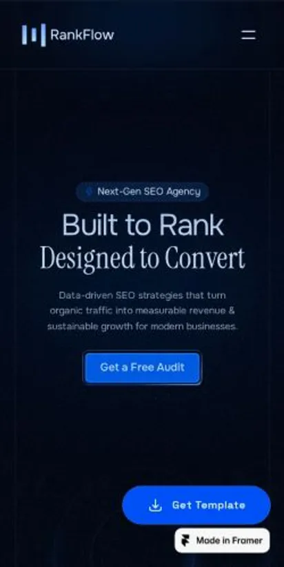 RankFlow home page on mobile