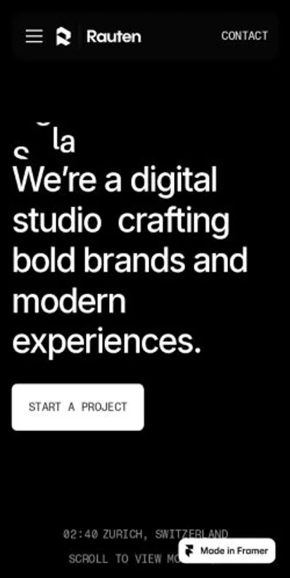 Rauten home page on mobile