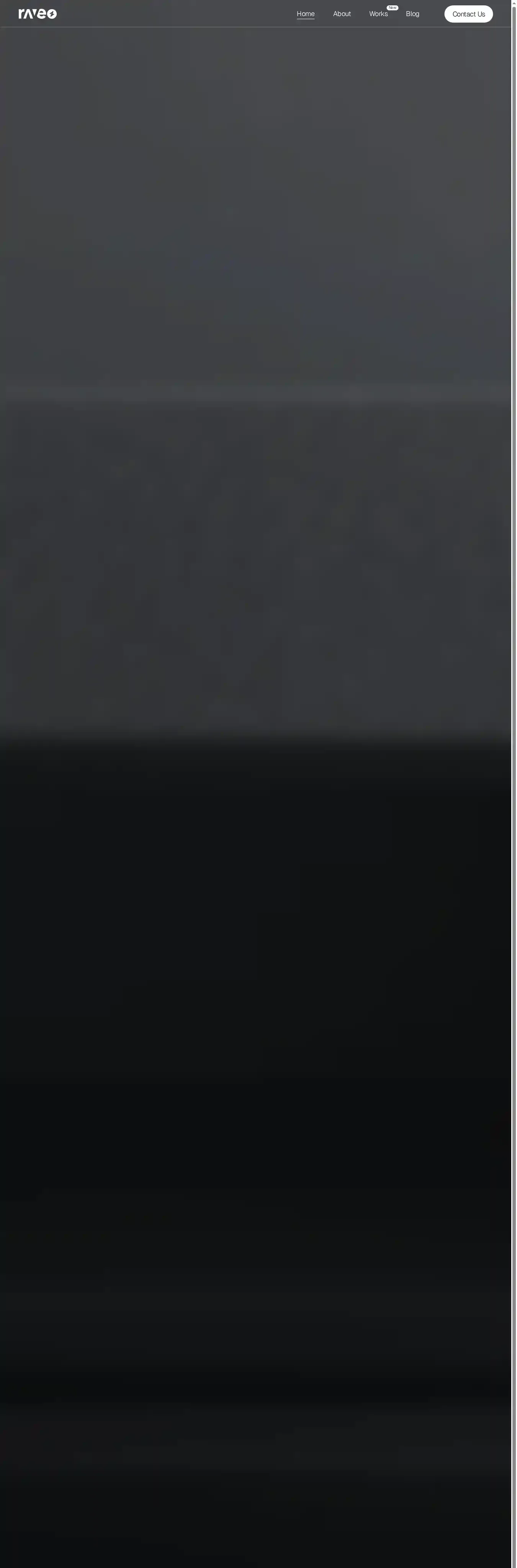 Raveo home page on desktop