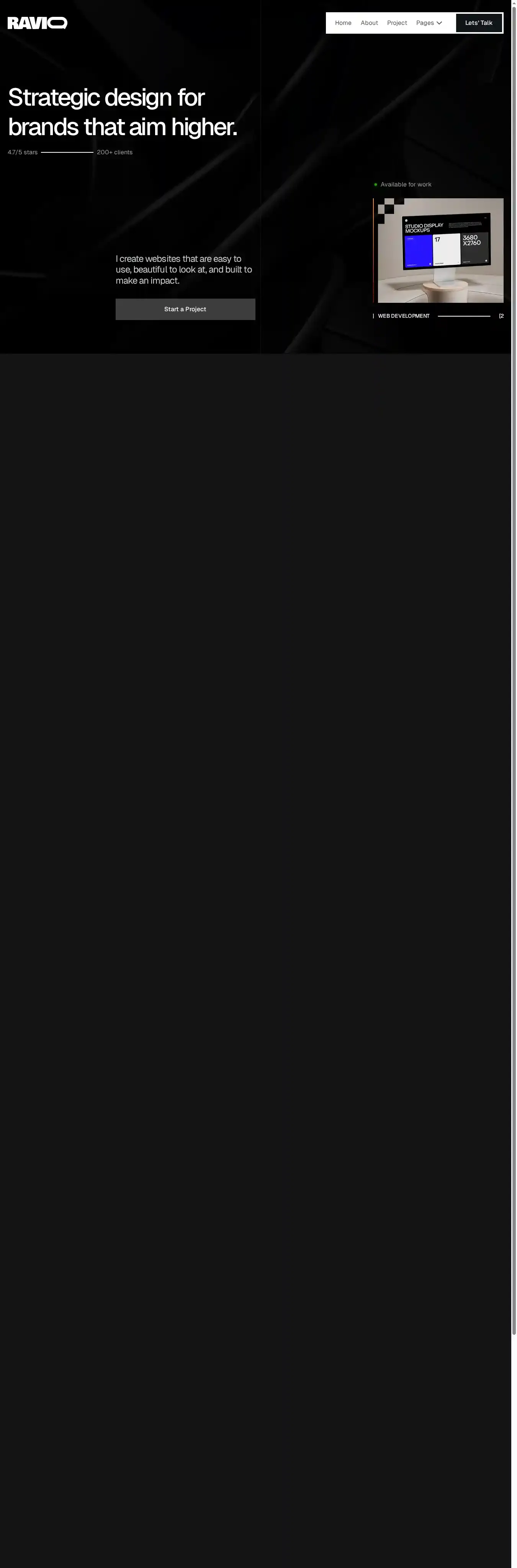Ravio home page on desktop
