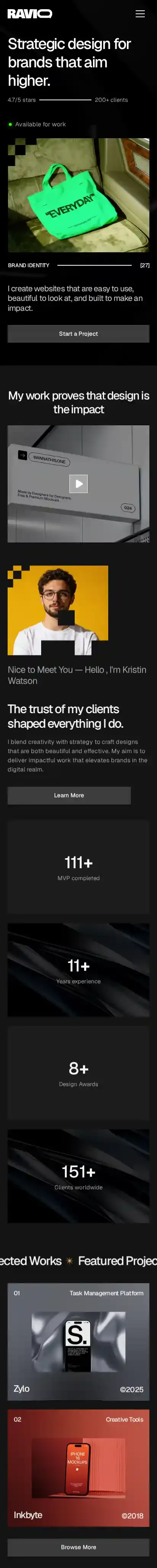Ravio home page on mobile