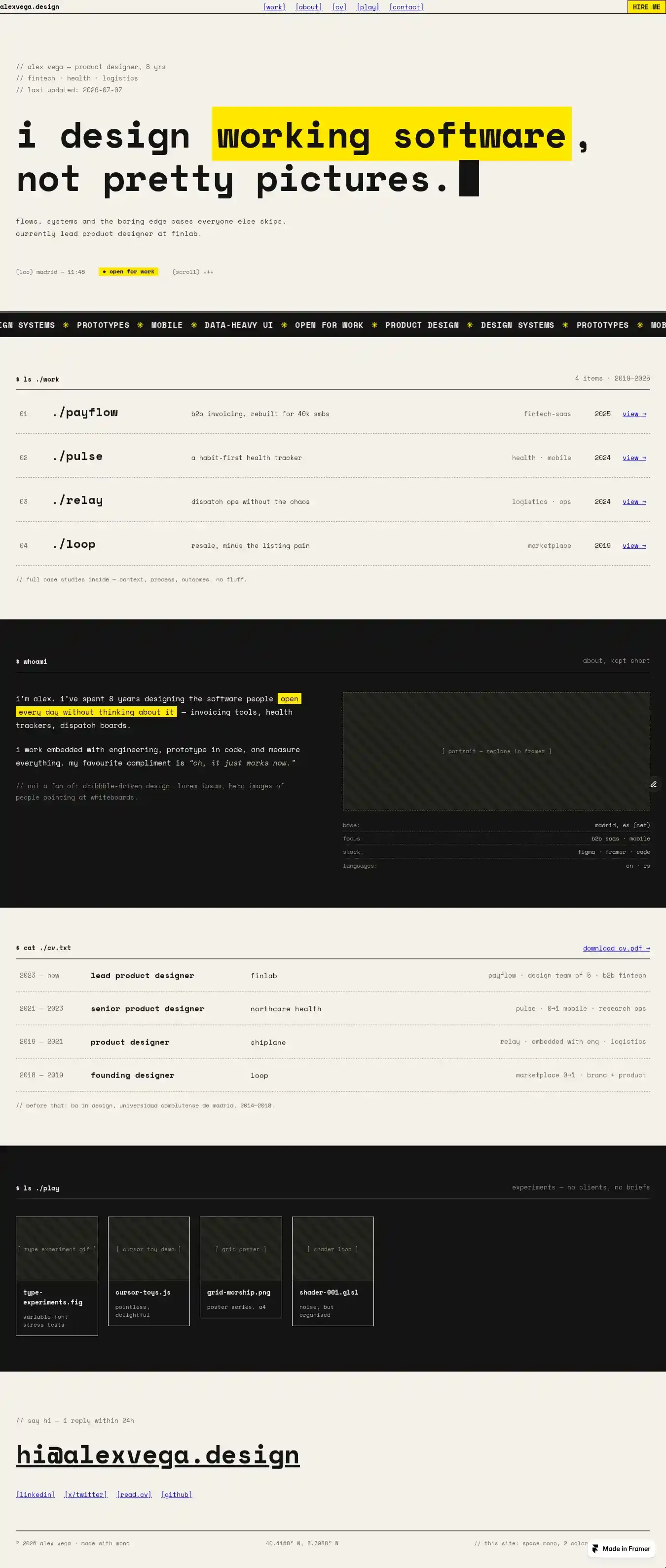 RAW Design home page on desktop