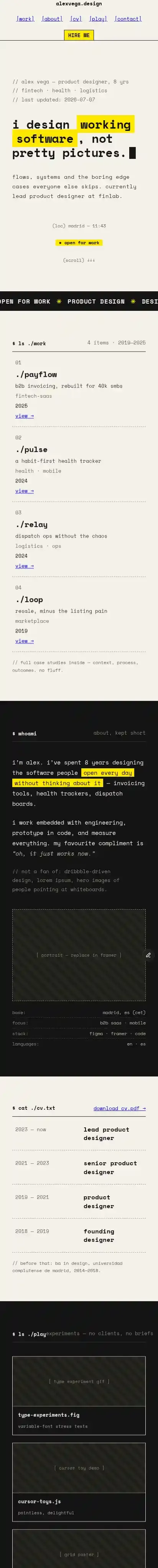 RAW Design home page on mobile