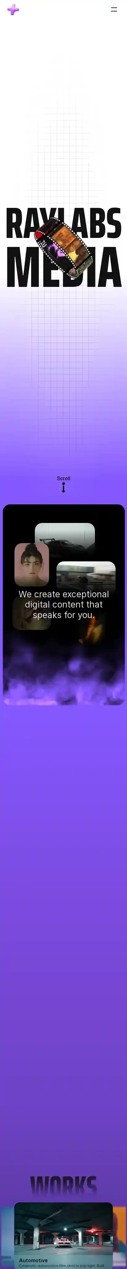 Raylabs home page on mobile