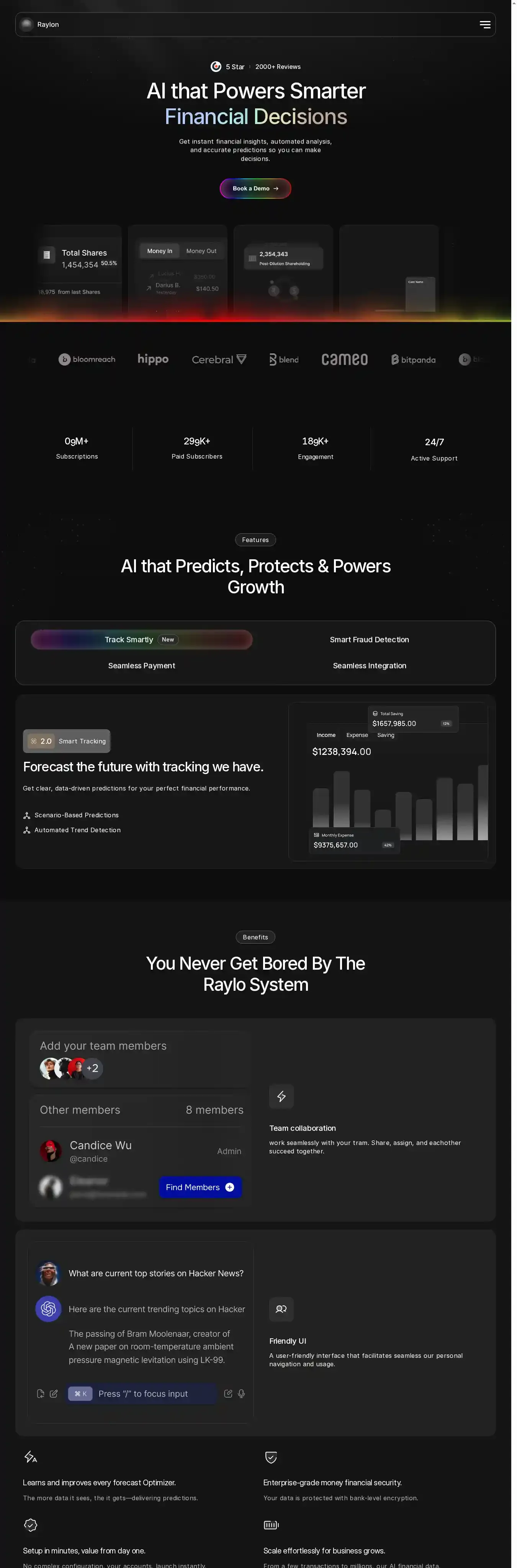 Raylon home page on desktop