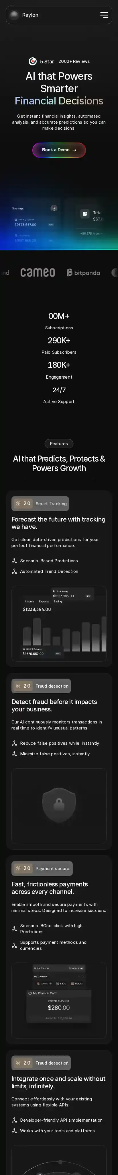 Raylon home page on mobile