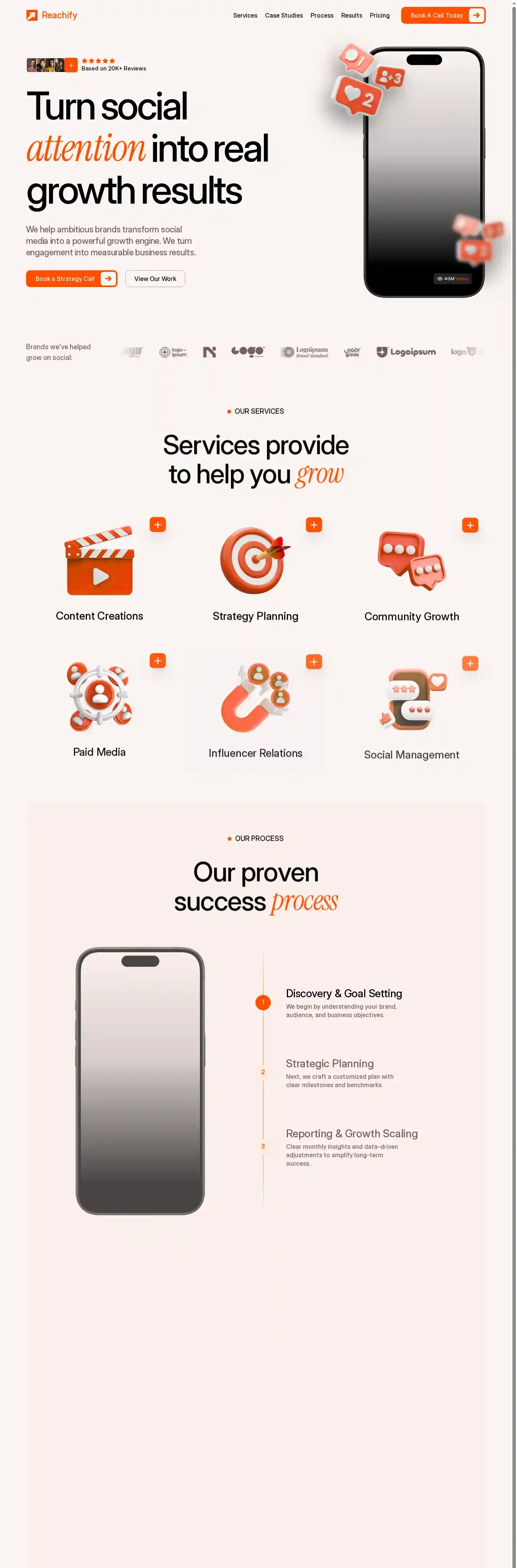 Reachify home page on desktop