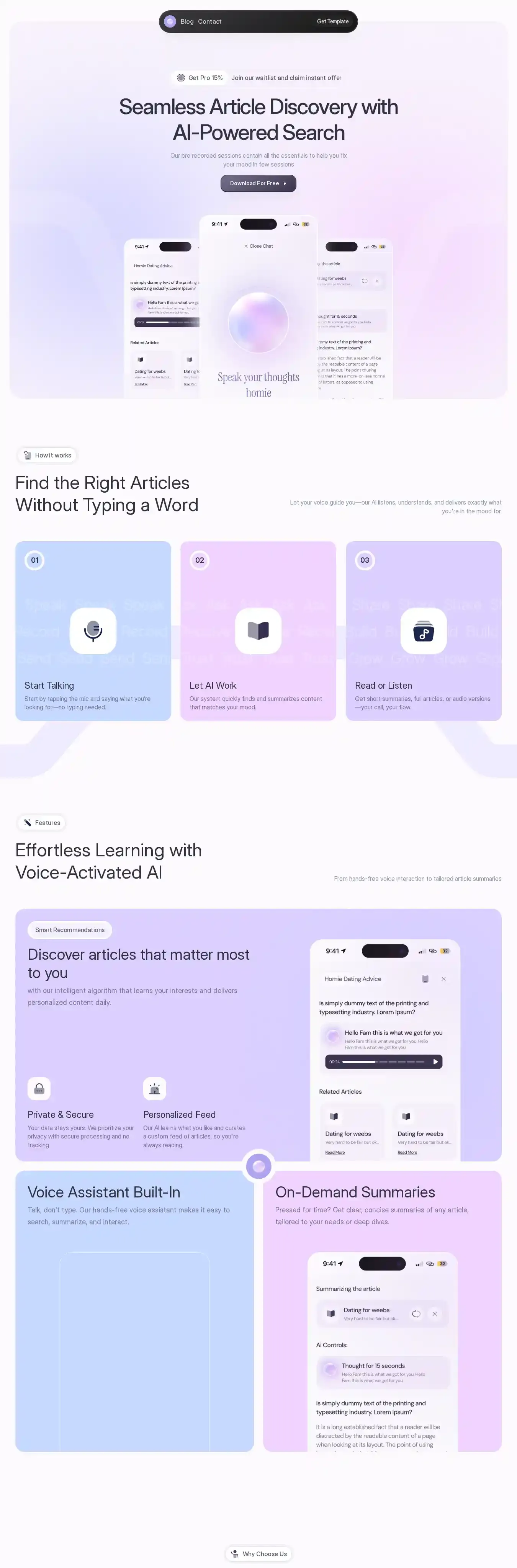 Readable home page on desktop