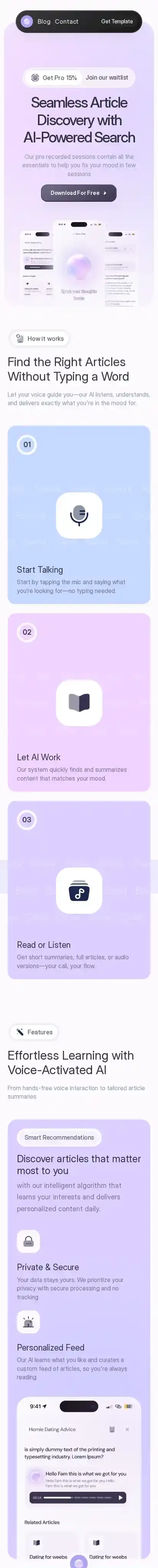 Readable home page on mobile