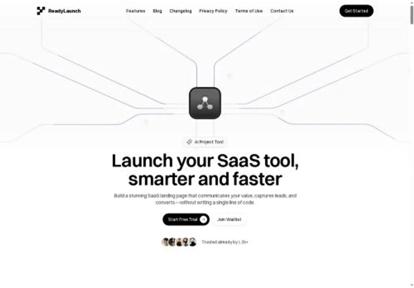 ReadyLaunch home page on desktop