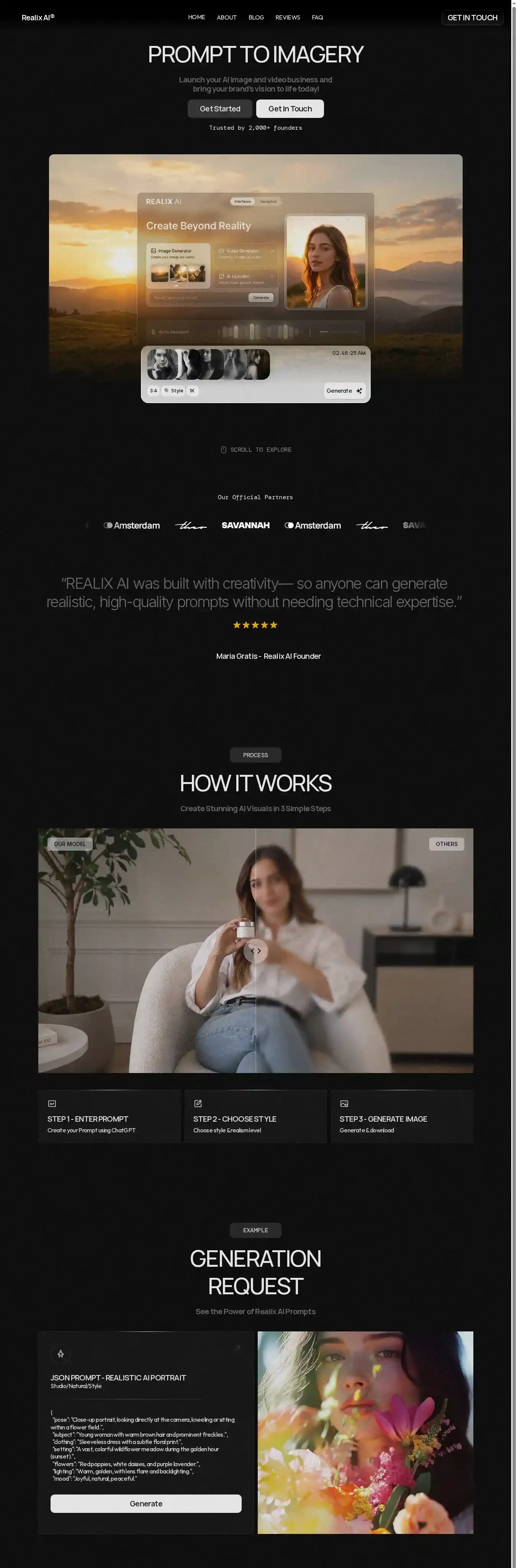 Realix home page on desktop