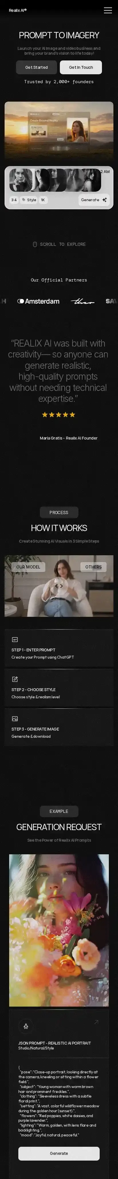 Realix home page on mobile