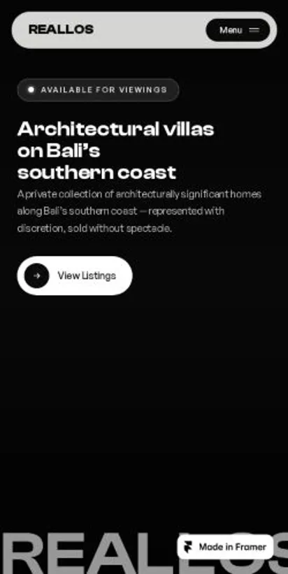 Reallos home page on mobile