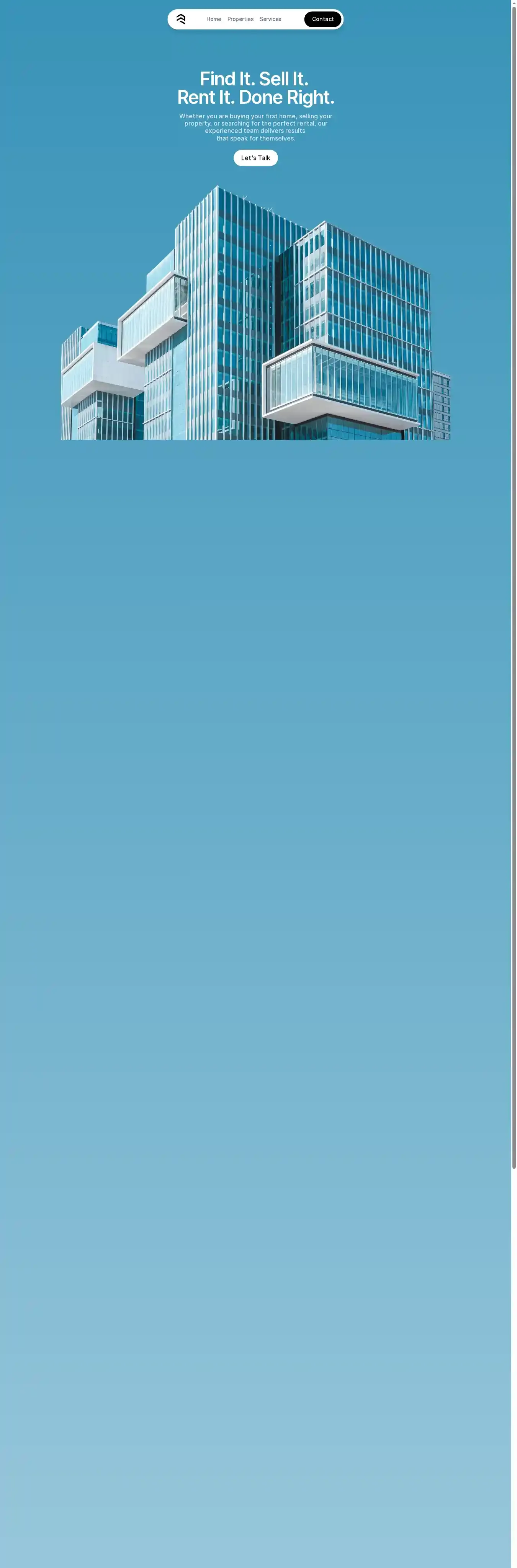 Realstate home page on desktop