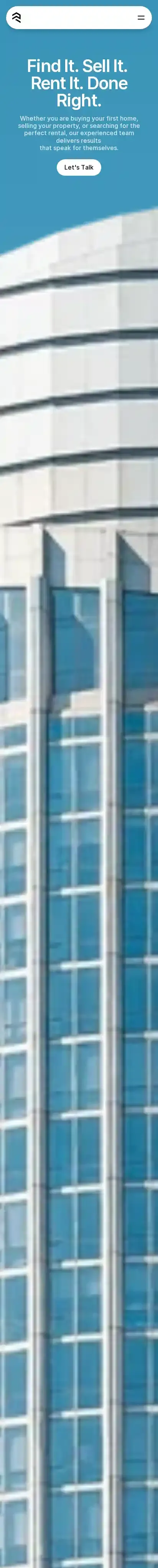 Realstate home page on mobile