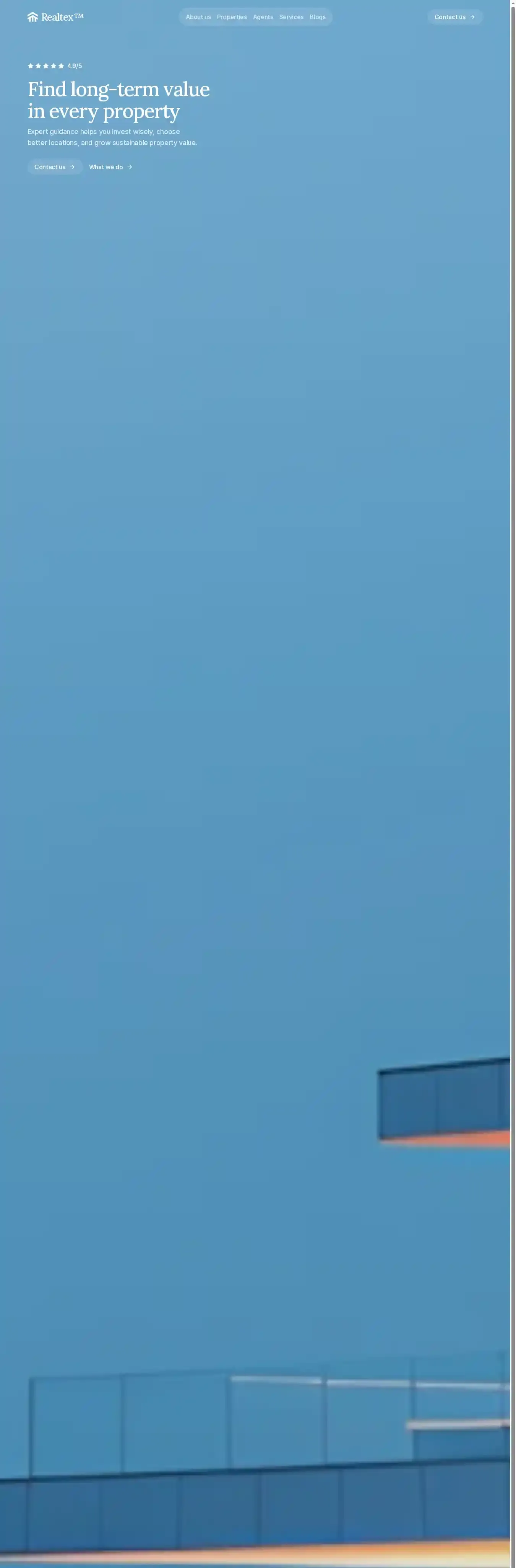 Realtex home page on desktop