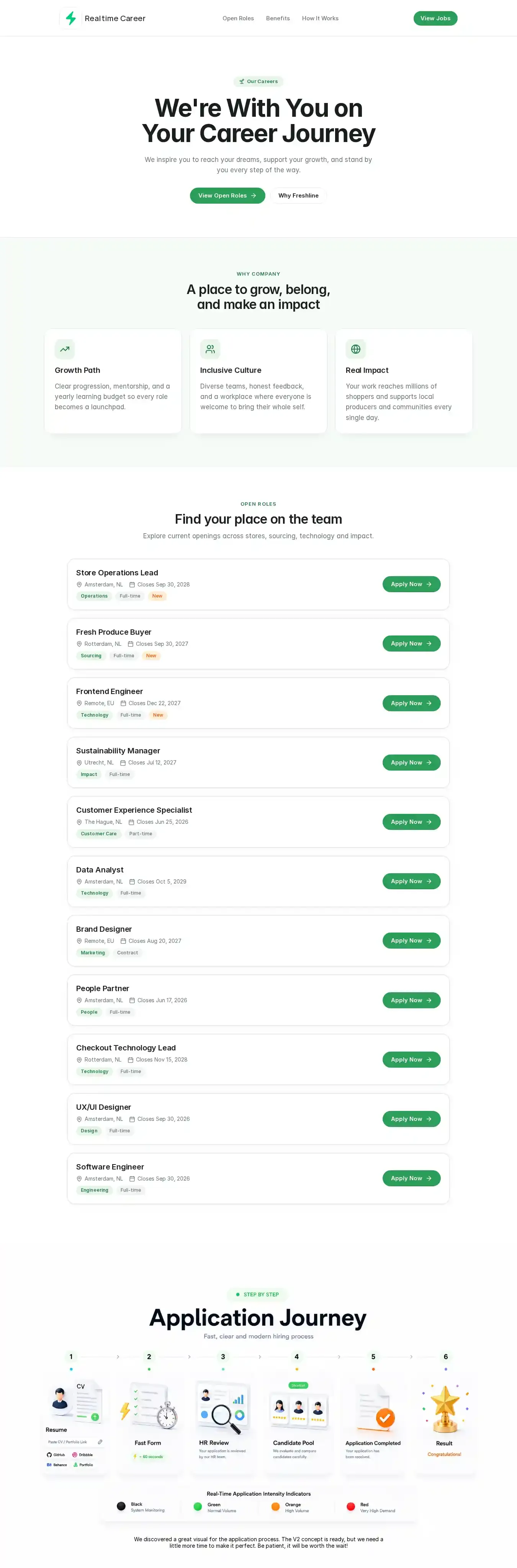 Realtime Career home page on desktop