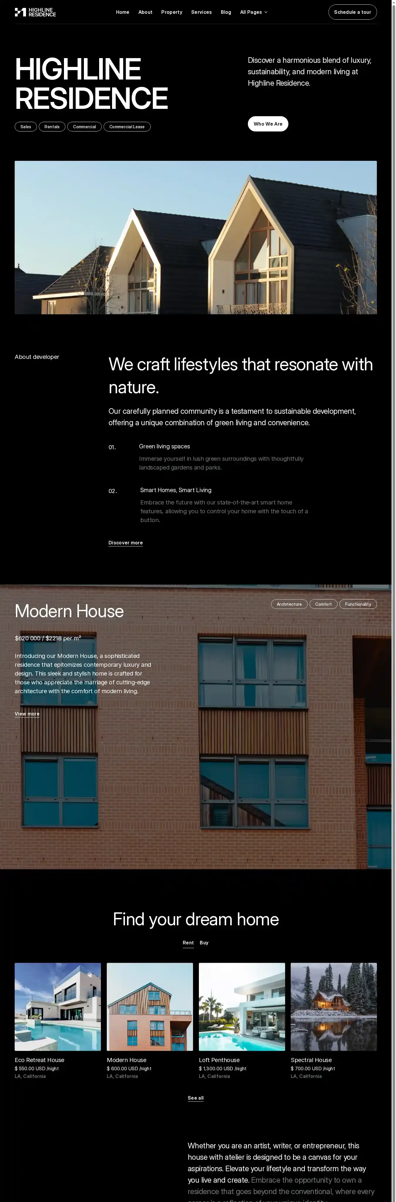 Realtori home page on desktop