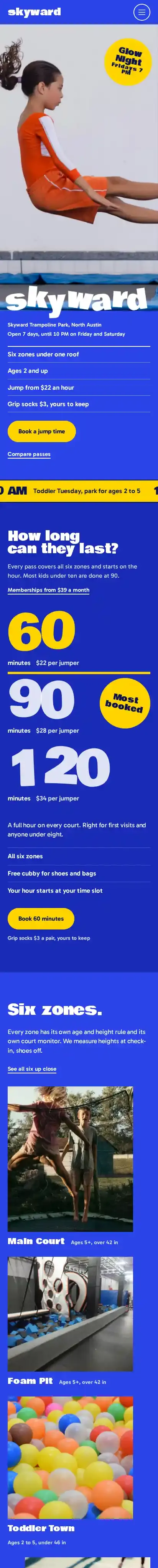 Rebound Park home page on mobile