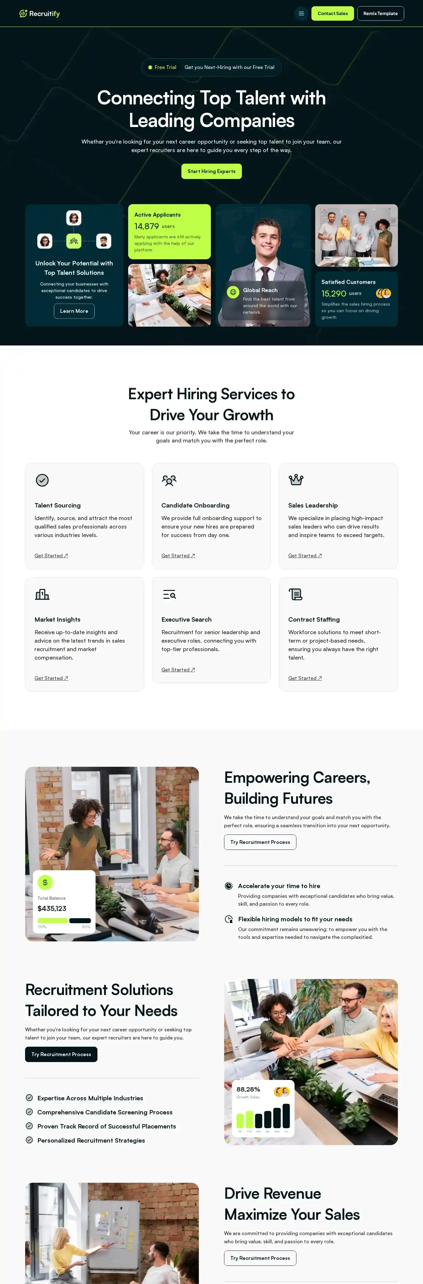 Recruitify home page on desktop
