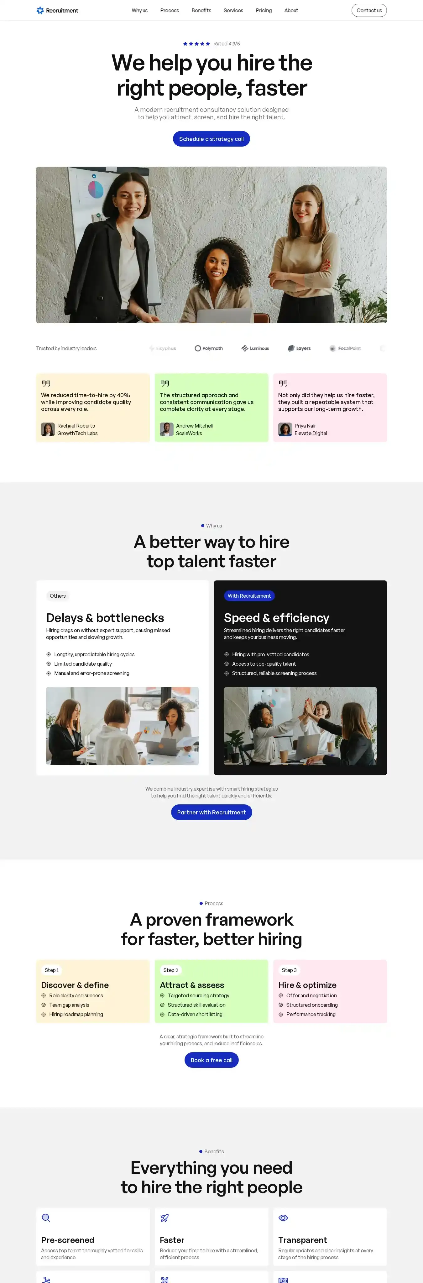 Recruitment home page on desktop