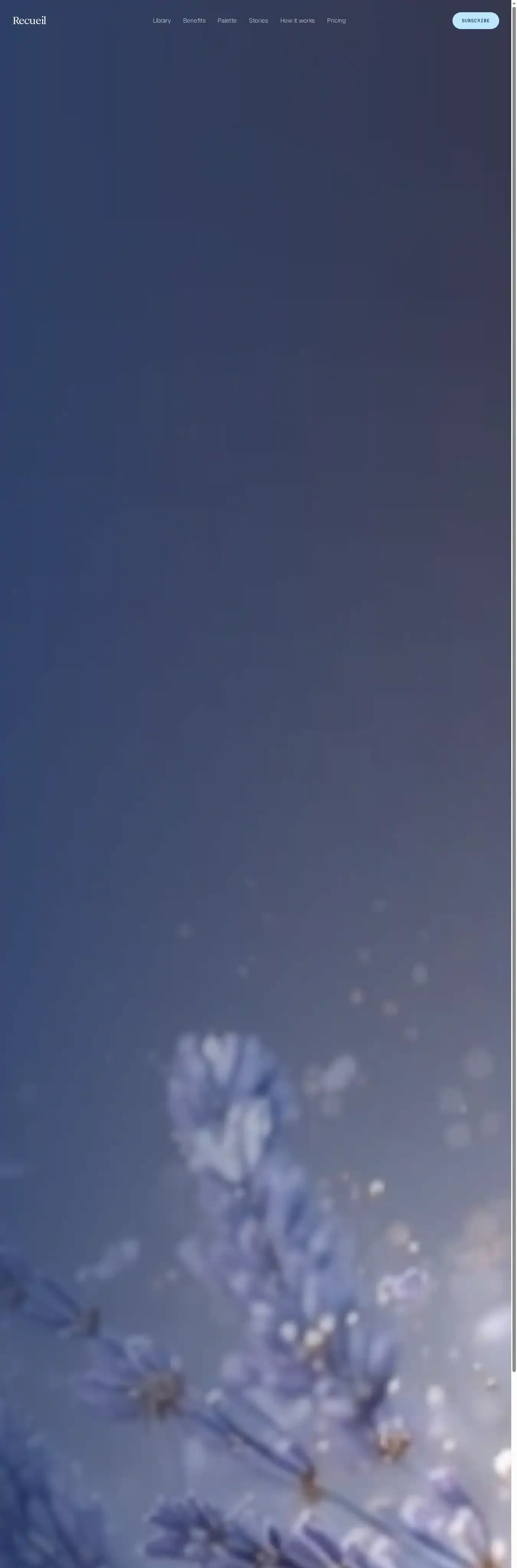 Recueil home page on desktop