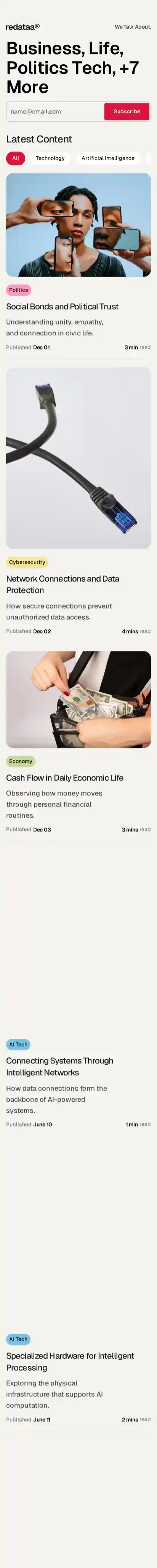 Redataa home page on mobile