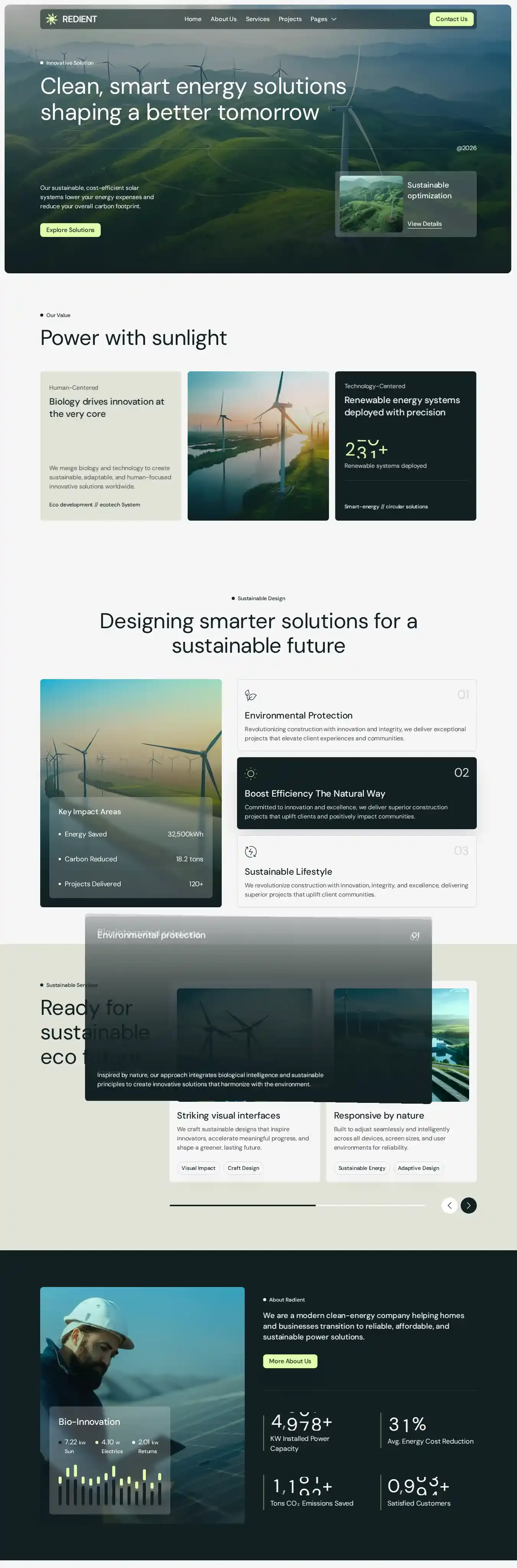 Redient home page on desktop