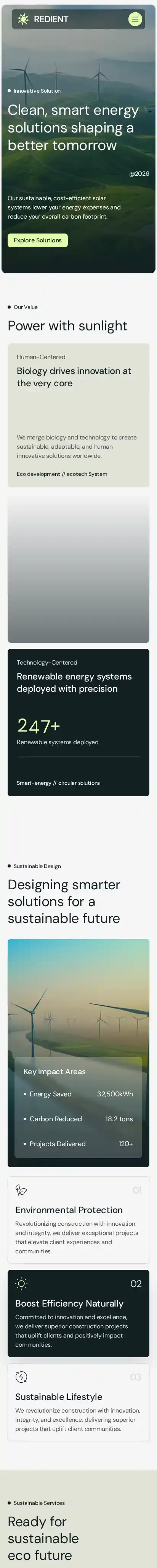 Redient home page on mobile