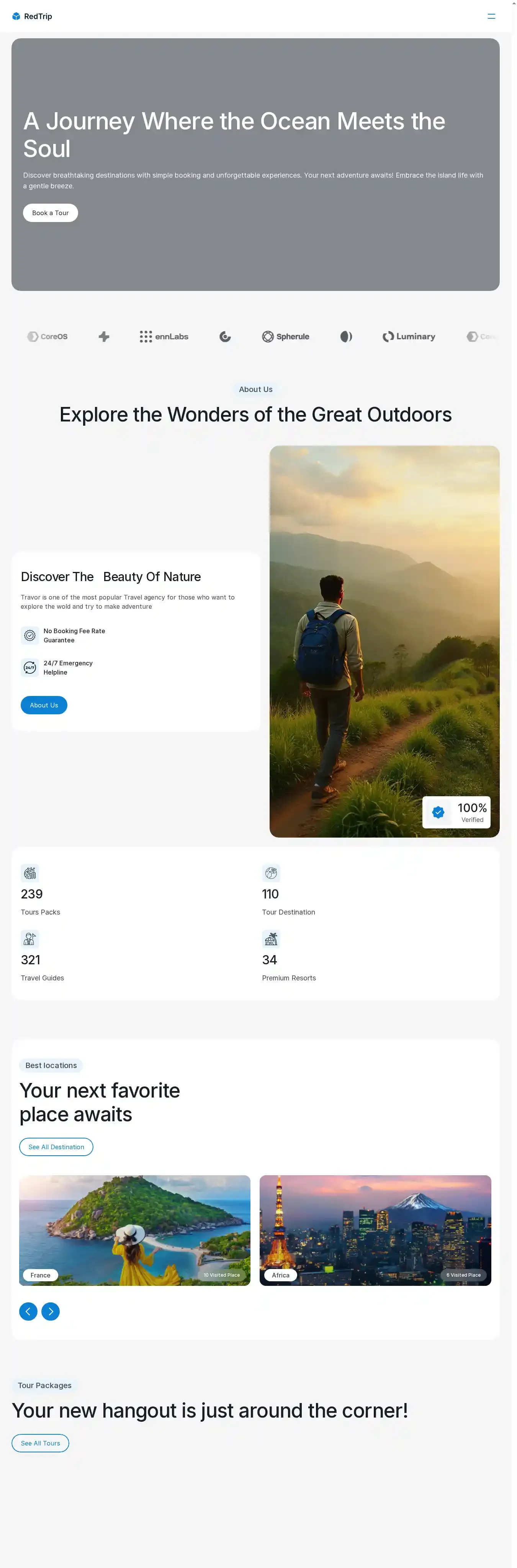 RedTrip home page on desktop