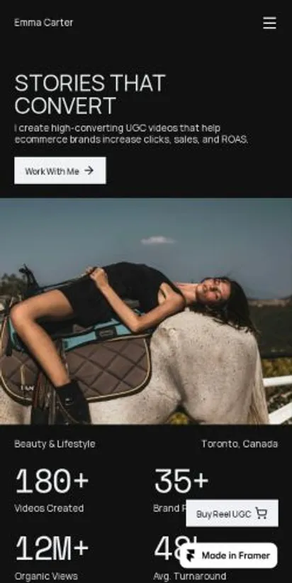 Reel UGC home page on mobile