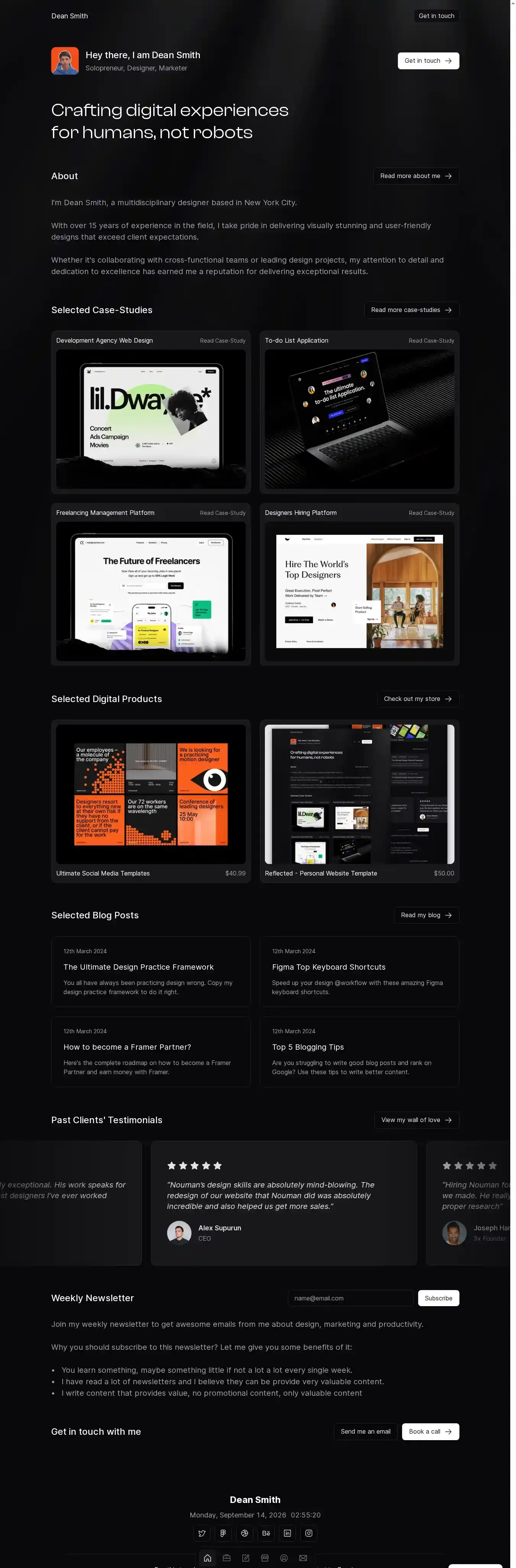 Reflected home page on desktop