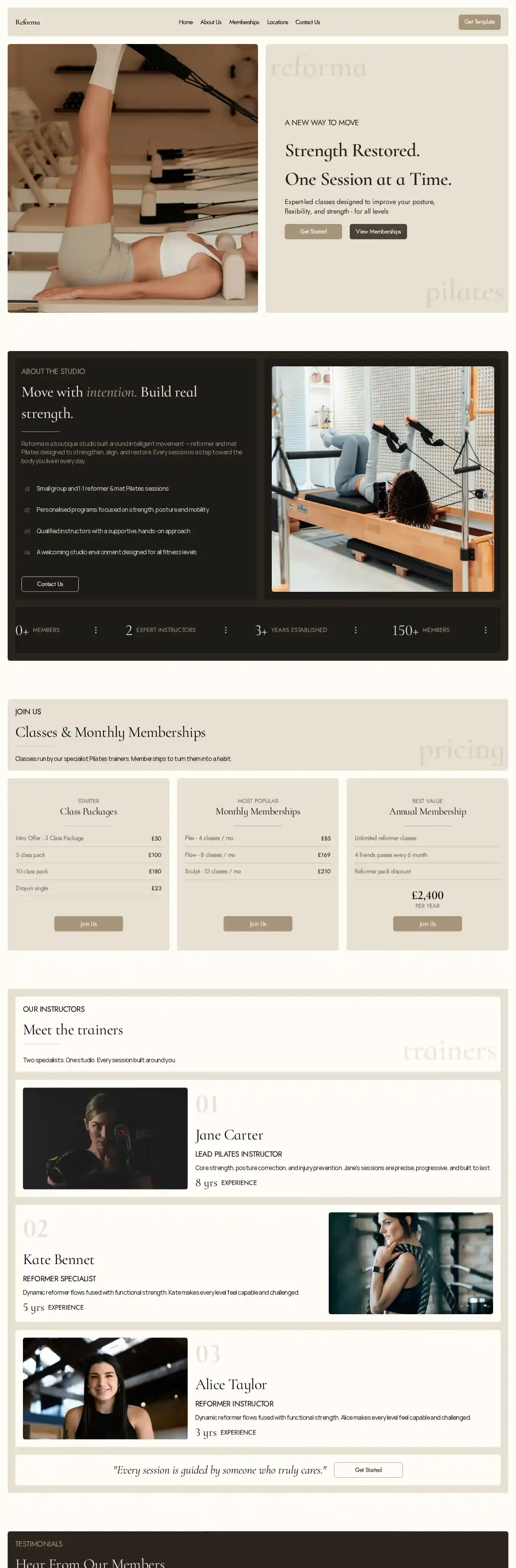 Reforma home page on desktop