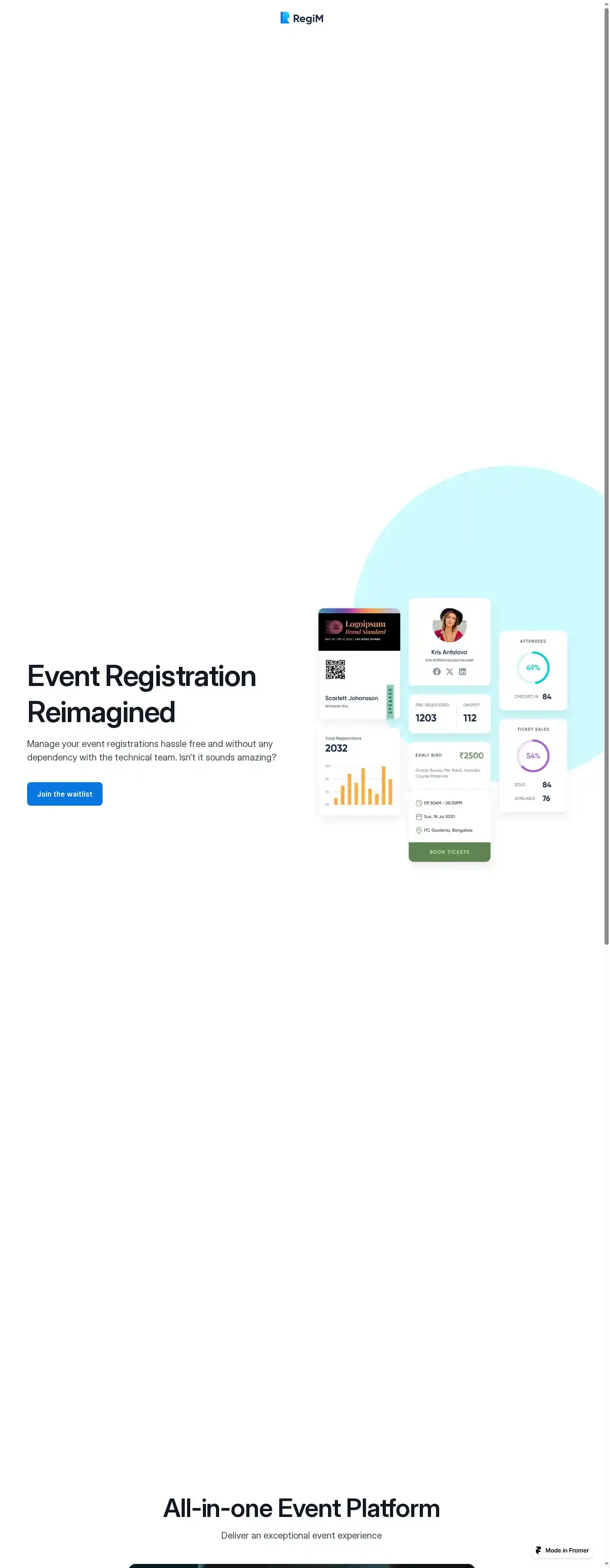 RegiM home page on desktop