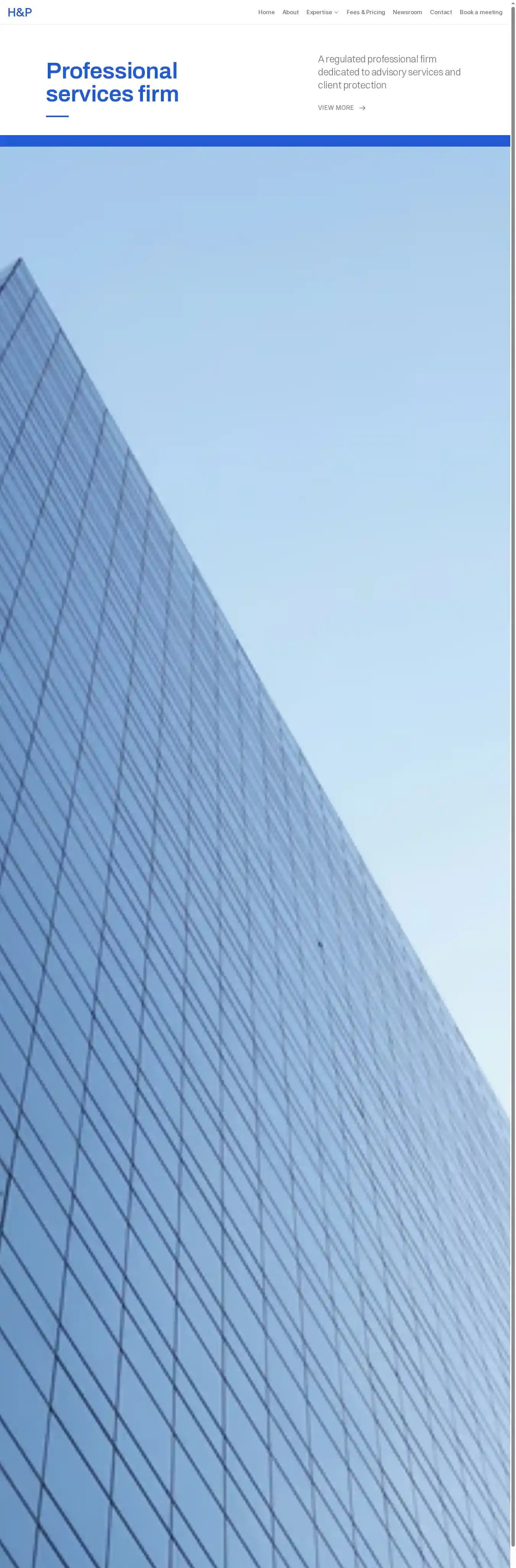Regulated Firm home page on desktop