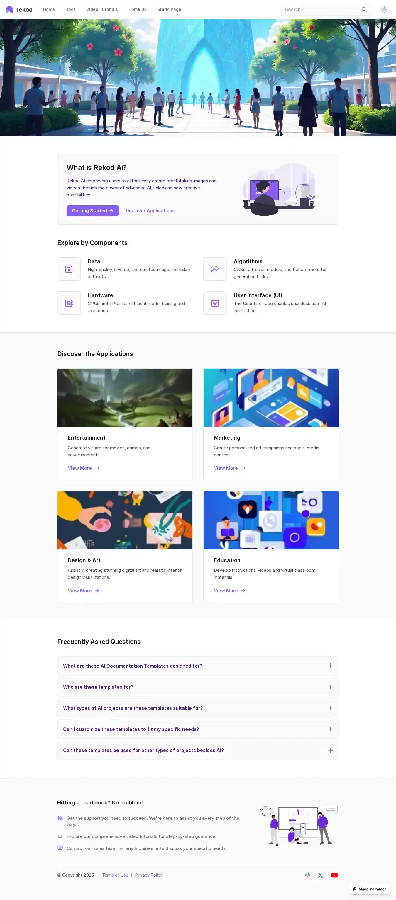 Rekod home page on desktop