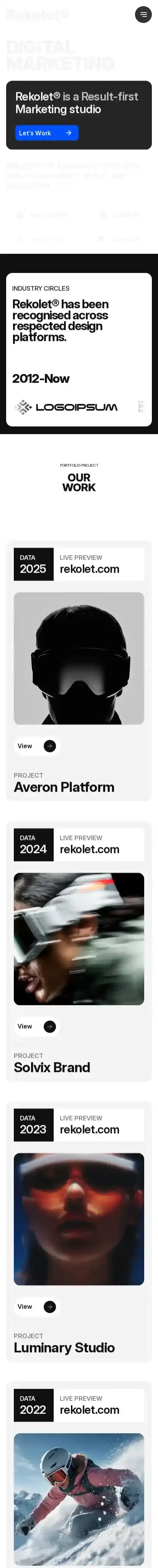 Rekolet® home page on mobile