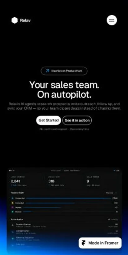 Relav home page on mobile