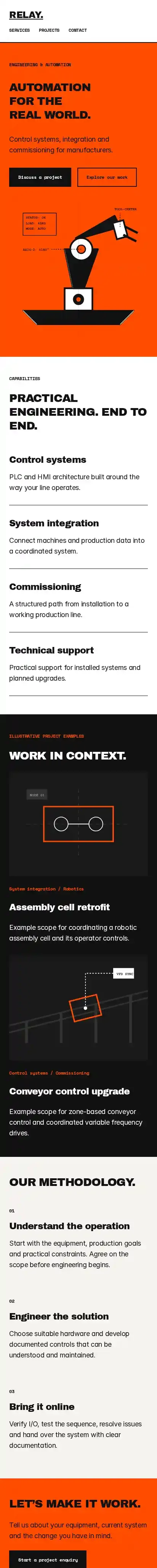 Relay Foundry home page on mobile