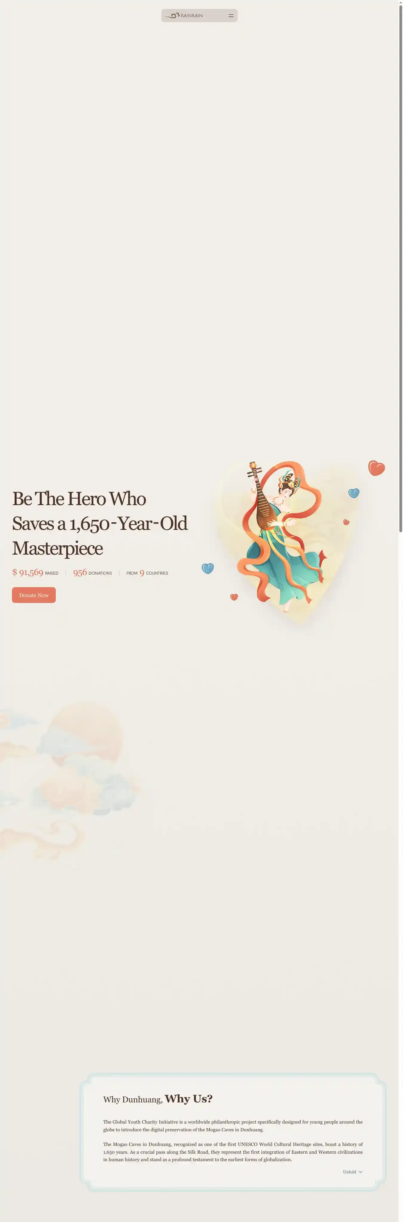 Relic home page on desktop