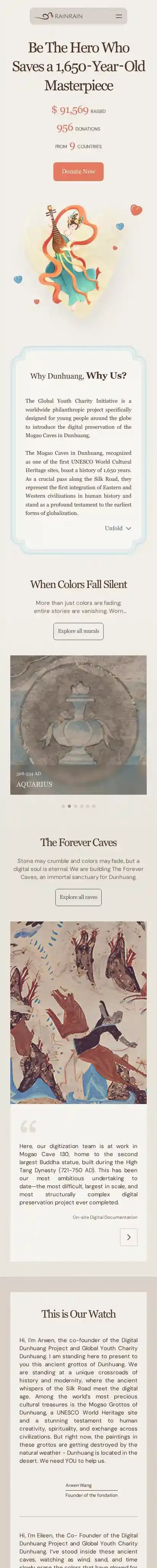 Relic home page on mobile