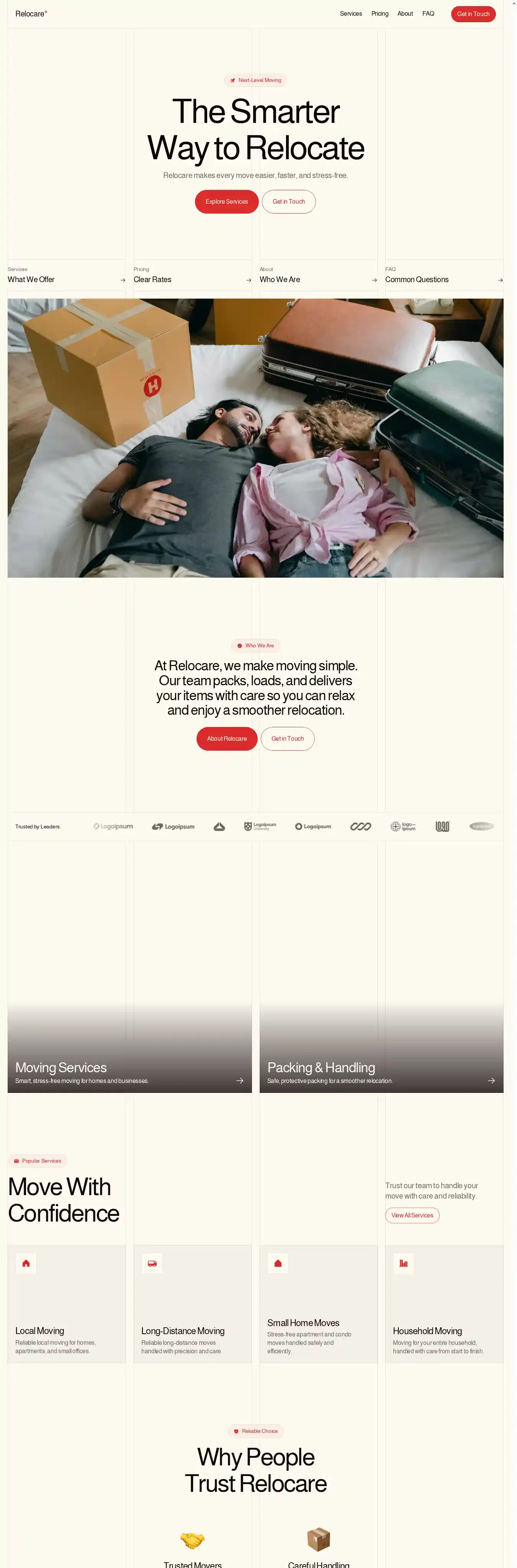 Relocare home page on desktop