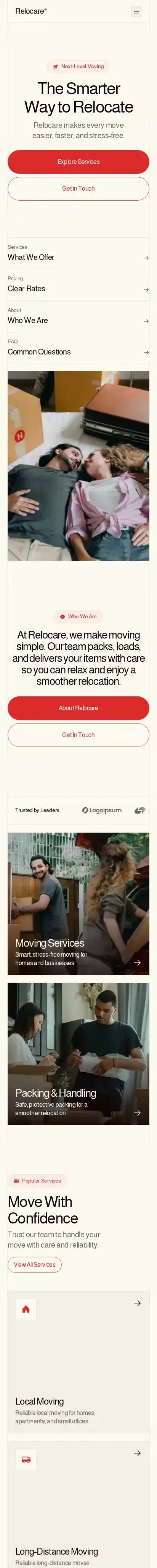 Relocare home page on mobile