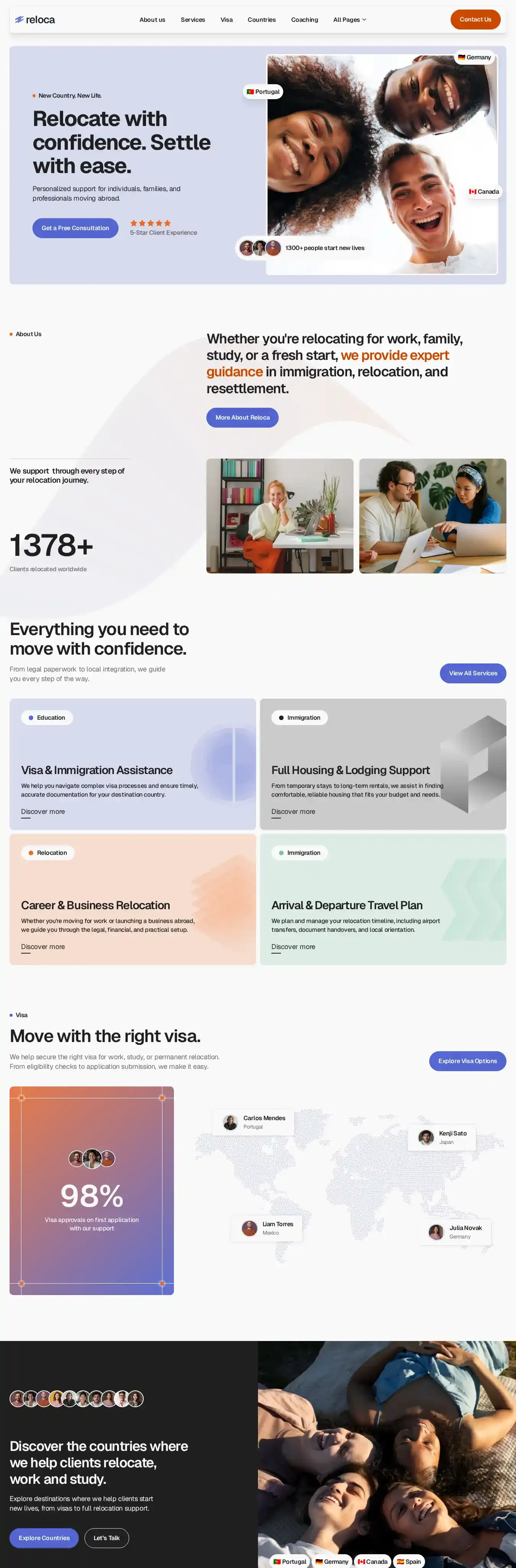 Relocation home page on desktop
