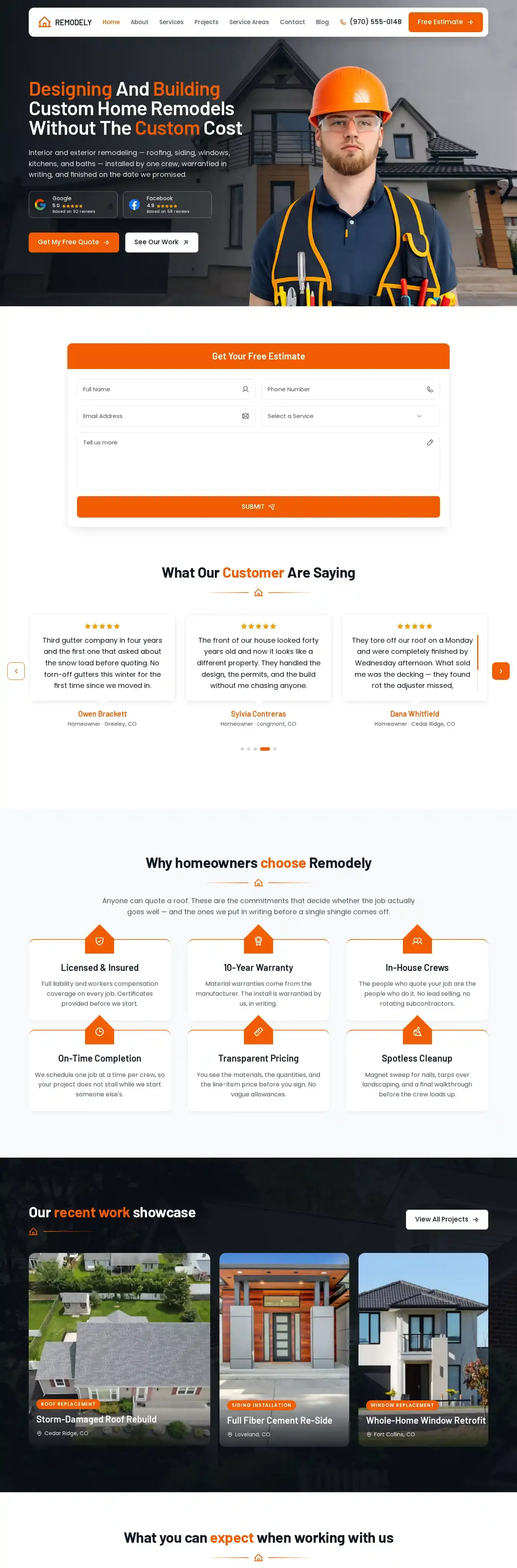 Remodely home page on desktop