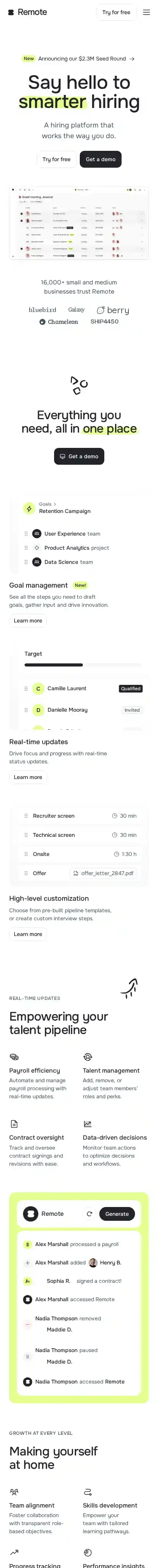 Remote home page on mobile