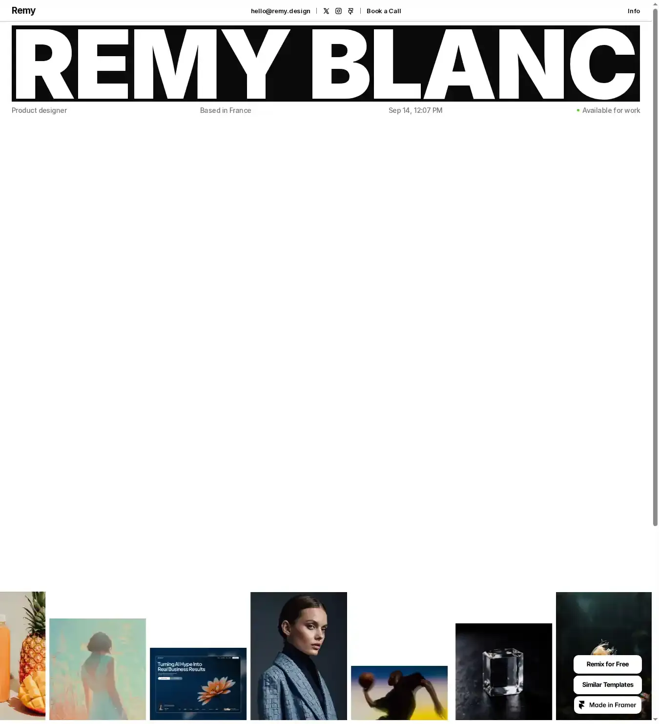 Remy home page on desktop