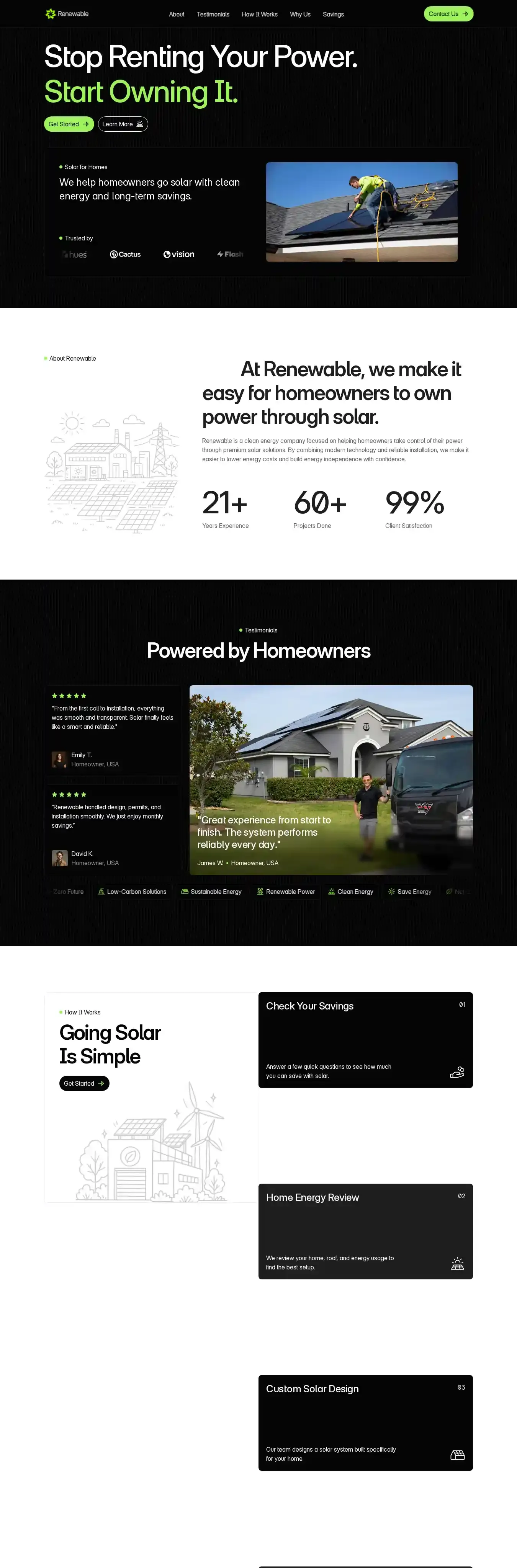 Renewable home page on desktop