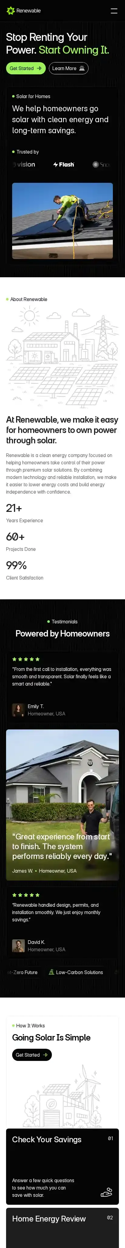 Renewable home page on mobile