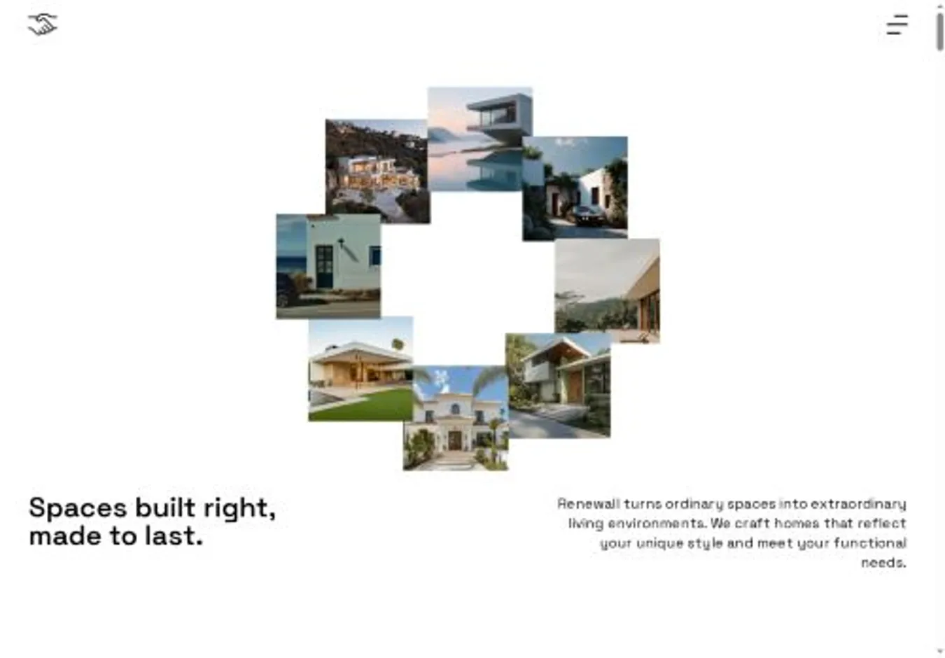 Renewall home page on desktop